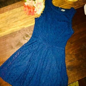 Lily Rose Navy Blue Lace Skater Dress